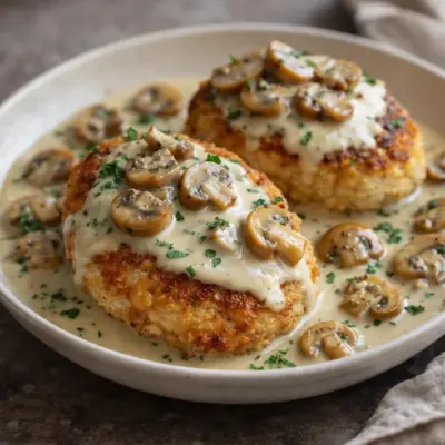 Poulet croustillant aux champignons et parmesan | recette