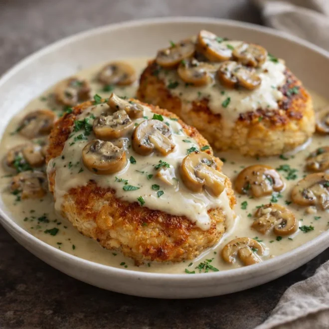 Poulet croustillant aux champignons et parmesan | recette