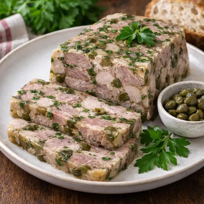 Pressé de porc aux câpres et persil frais (gelée au jus, sans prise de tête)