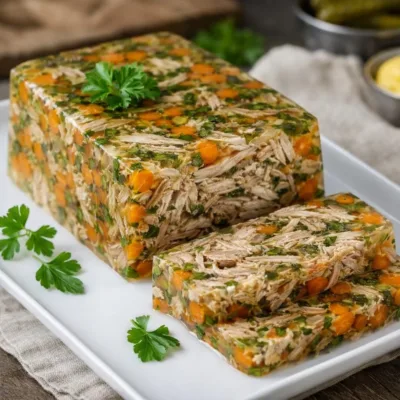 Pressé de porc aux carottes en gelée : tendre & tranchable