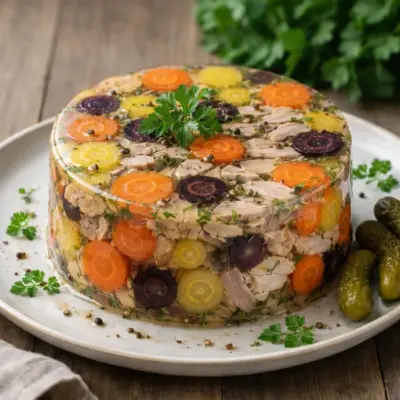 Pressé de porc aux carottes multicolores – en gelée