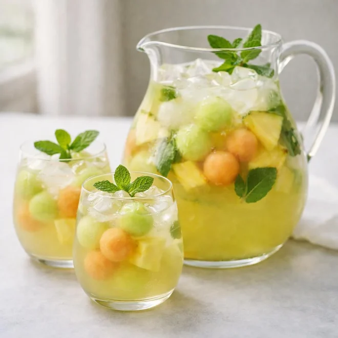 Punch tropical ananas melon menthe : recette glacée