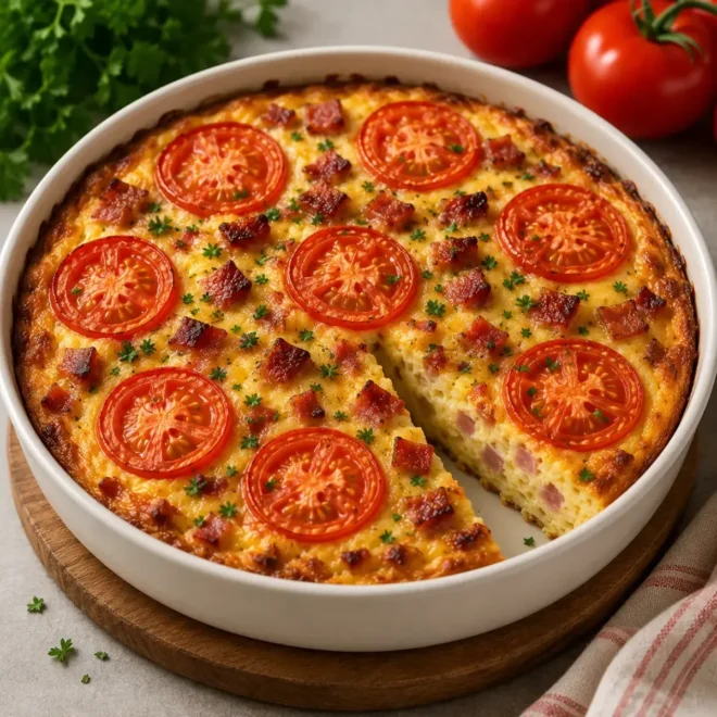 Quiche au Jambon, Bacon et Tomates