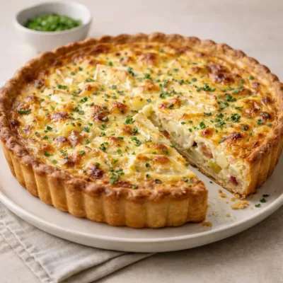 Quiche au camembert pommes de terre lardons : recette