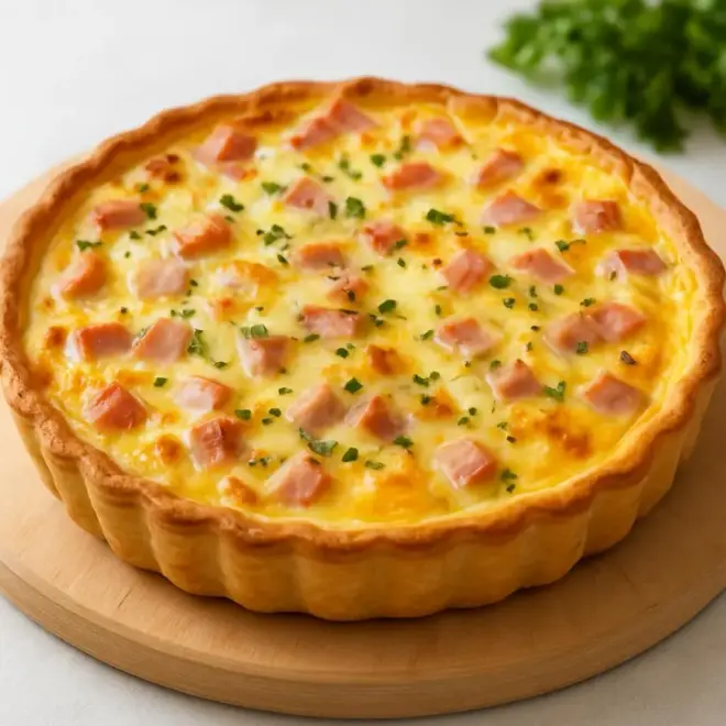 Quiche légère au poulet, jambon et fromage à raclette (sans pâte)