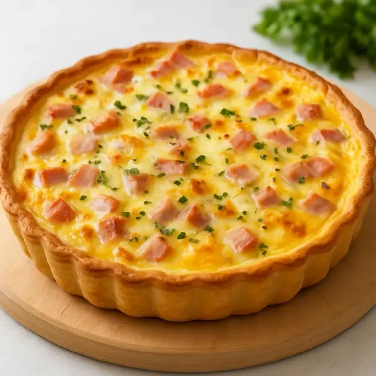 Quiche légère au poulet, jambon et fromage à raclette (sans pâte)
