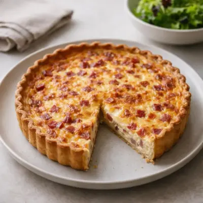 recette quiche lorraine au lard fumé : croustillante