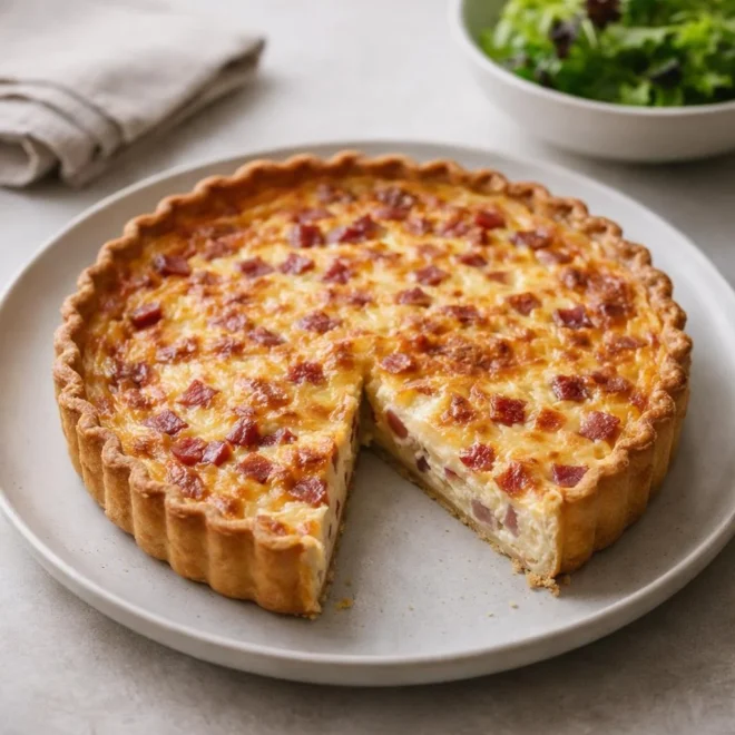 recette quiche lorraine au lard fumé : croustillante