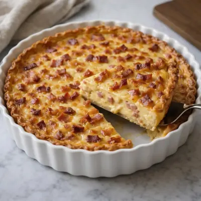 Quiche lorraine sans pâte : moelleuse aux lardons