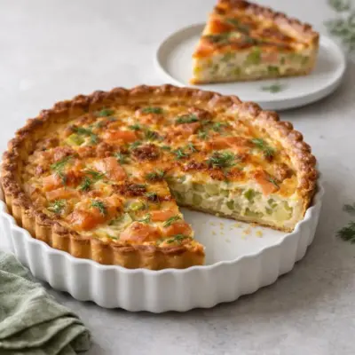 Quiche poireaux & saumon fumé fondante à la crème (sans prise de tête)