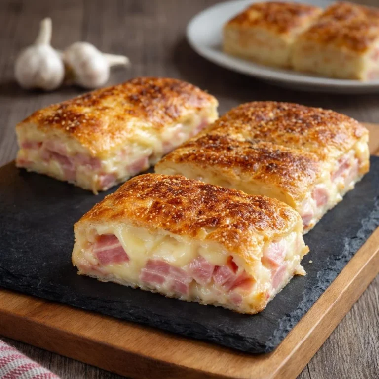 Quiche sans croûte au jambon et comté, dorée et moelleuse