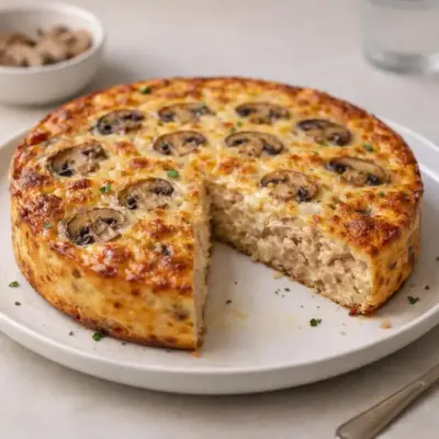 Quiche sans pâte au poulet et champignons au comté