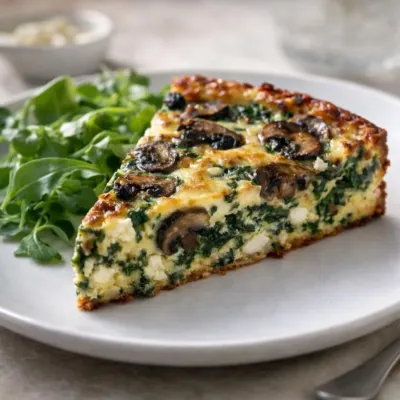 Quiche sans pâte épinards champignons feta allégée