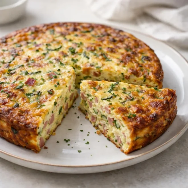 Quiche sans pâte légère aux courgettes et jambon (3 courgettes, 300 g)