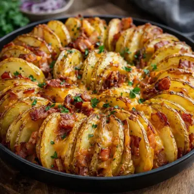 Rôti de pommes de terre au bacon et cheddar au four