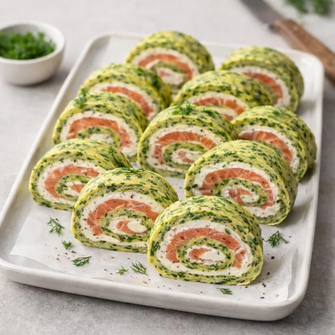Roulé apéritif courgette, saumon fumé et mascarpone au poivre