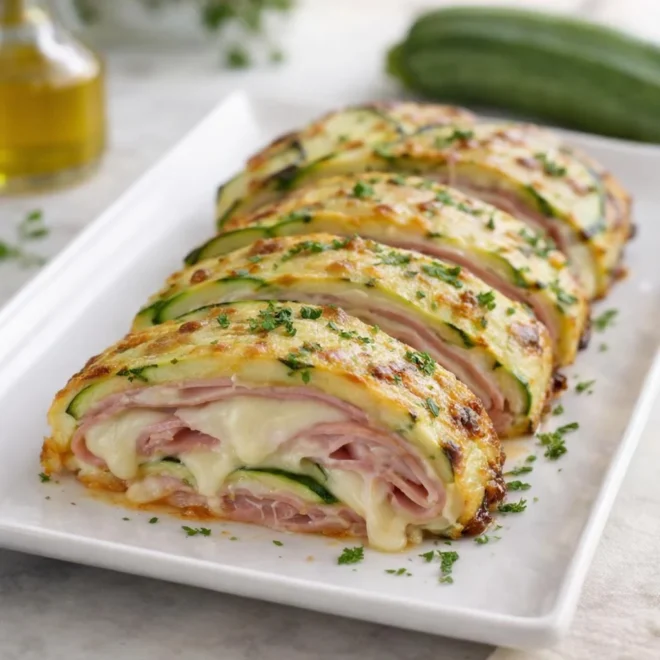Roulé de courgettes filantes jambon fromage