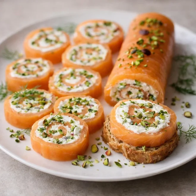 Roulé de melon au fromage frais et pistaches