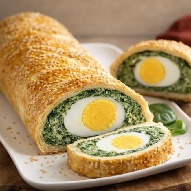Roulé de Torta Pasqualina épinards, ricotta et œufs