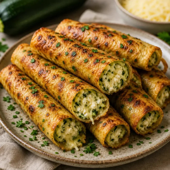 Roulés de courgette au fromage croustillants