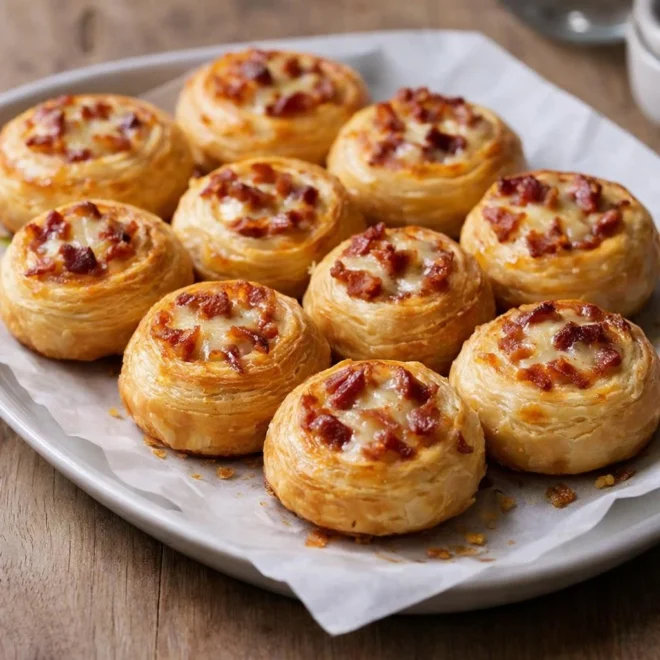 Roulés croustillants au fromage et lardons (pâte feuilletée)