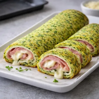 Roulés de courgette au jambon et mozzarella au four