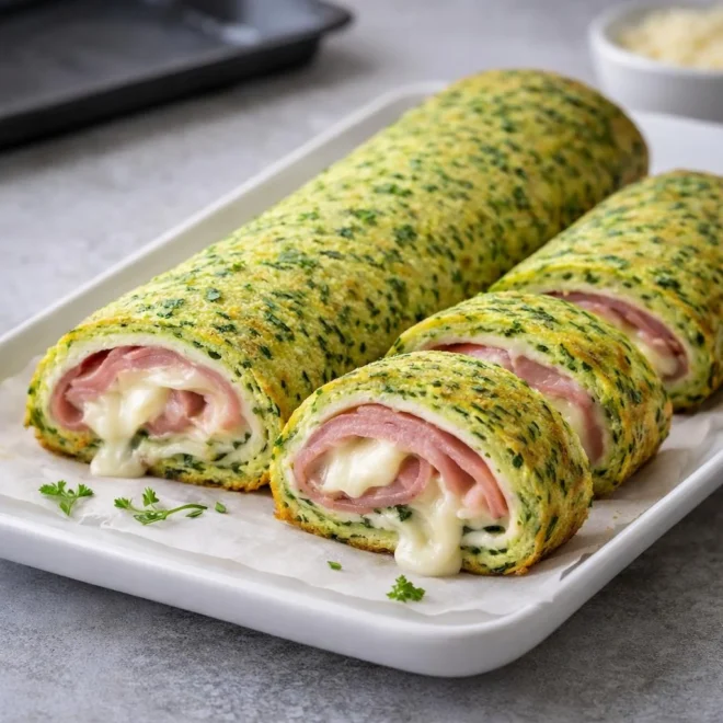Roulés de courgette au jambon et mozzarella, au four