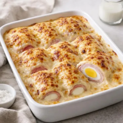 Roulés de jambon au fromage gratinés (type croque-monsieur)