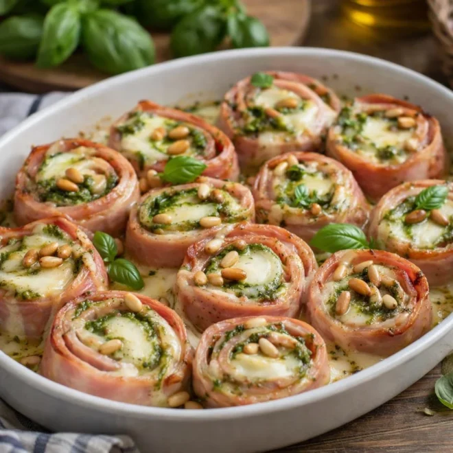 Roulés de jambon au pesto et mozzarella (four)