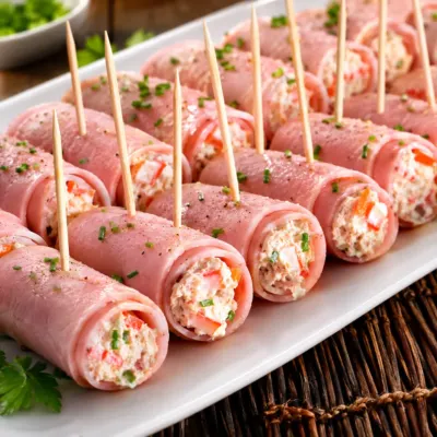 Roulés de Jambon au surimi et au thon : recette froide facile et gourmande
