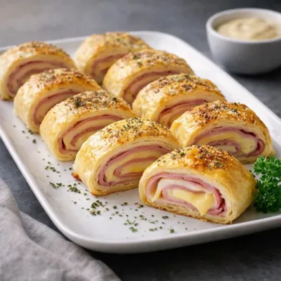 Roulés feuilletés jambon fromage au four : dorés & fondants