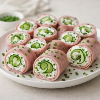 Roulés de jambon au fromage frais & concombre