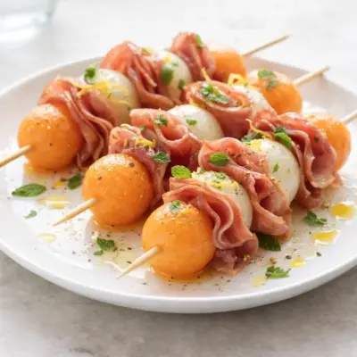 Roulés de jambon de Parme au melon, menthe et citron