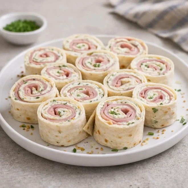 Roulés au jambon & fromage frais à la roquette