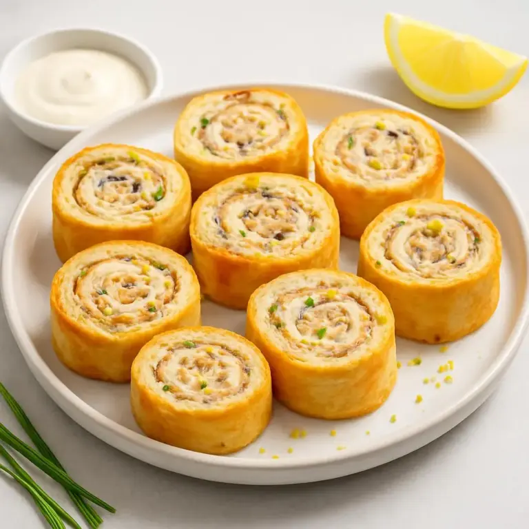 Roulés de pain de mie au thon et fromage frais, sauce citron