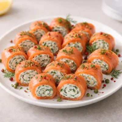 Roulés de saumon au fromage frais aneth citron