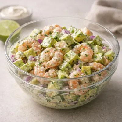 Salade de crevettes à l’avocat et sauce citron
