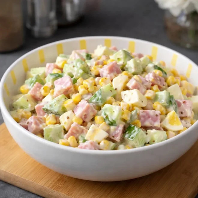 Recette salade composée jambon concombre maïs œufs