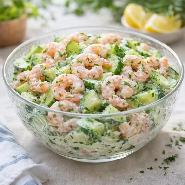 Salade concombre crevettes : sauce yaourt citronnée
