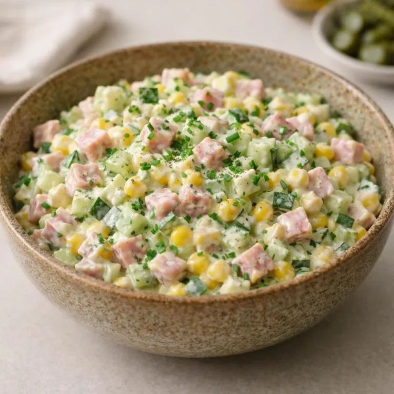 Salade de concombre jambon sauce yaourt moutarde