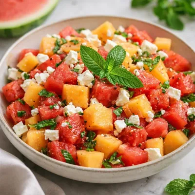 Salade de melon pastèque feta menthe (fraîche)