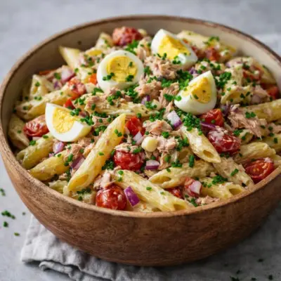 Salade de pâtes au thon : recette fraîche et crémeuse