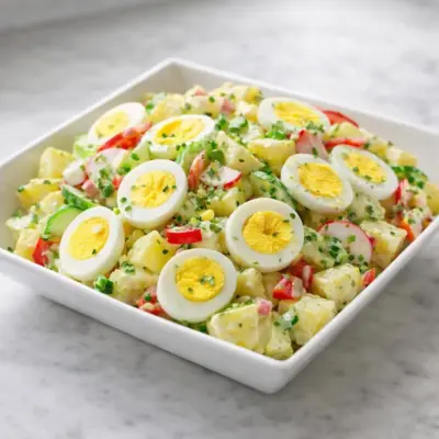 Salade gourmande aux pommes de terre & vinaigrette crémeuse
