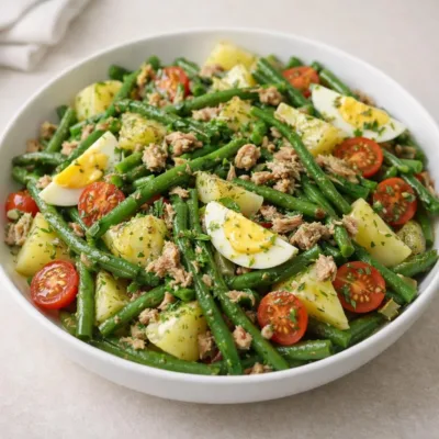 Salade haricots verts thon, pommes de terre & œufs durs