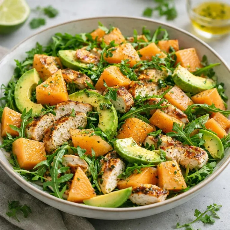 Salade de melon, poulet grillé et avocat au citron vert