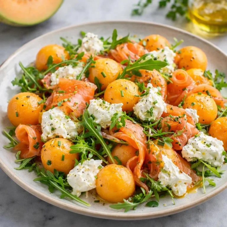 Salade de melon saumon fumé fromage frais au citron