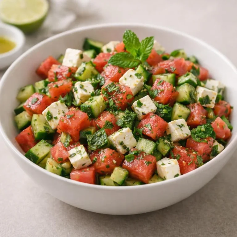 Salade pastèque concombre feta au citron vert