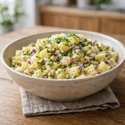 Salade de pommes de terre à la moutarde (façon “brasserie” aux cornichons)