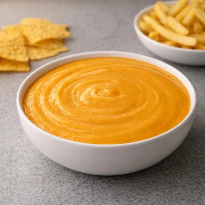 Sauce au fromage cheddar pour frites : ultra onctueuse