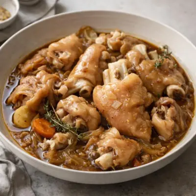 Sauté de pieds de porc mijoté : fondant & parfumé